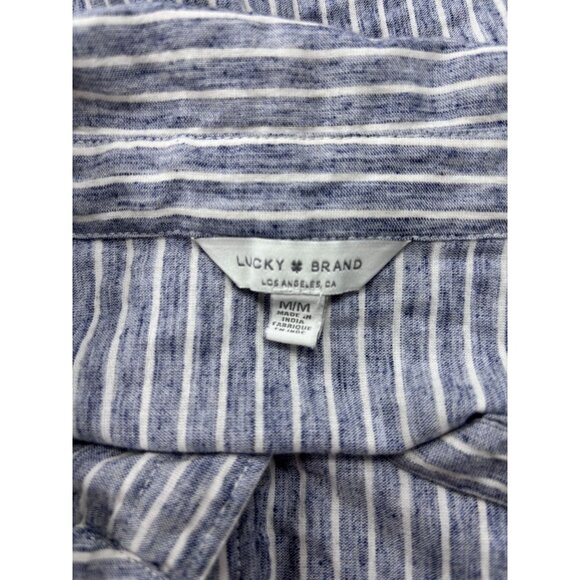 Lucky Brand Blue/White Striped Button-Down Shirt Womens M Cotton Blend Casual - Picture 4 of 11